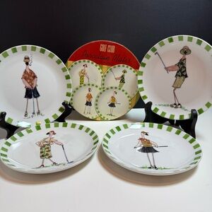 Golf Club Flamingo 6.5 Inch Porcelain Plate Set of 4